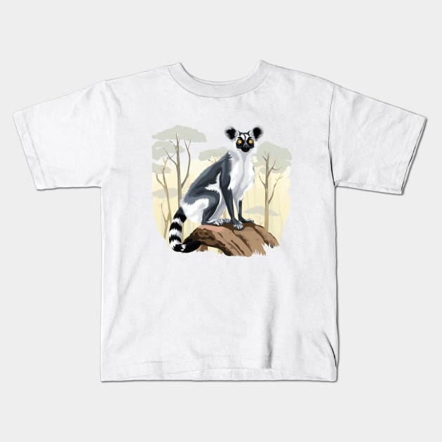 Ruffed Lemur Kids T-Shirt by zooleisurelife